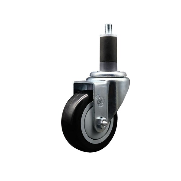 3.5'' Black Poly Wheel Swivel 1-1/4'' Expanding Stem Caster